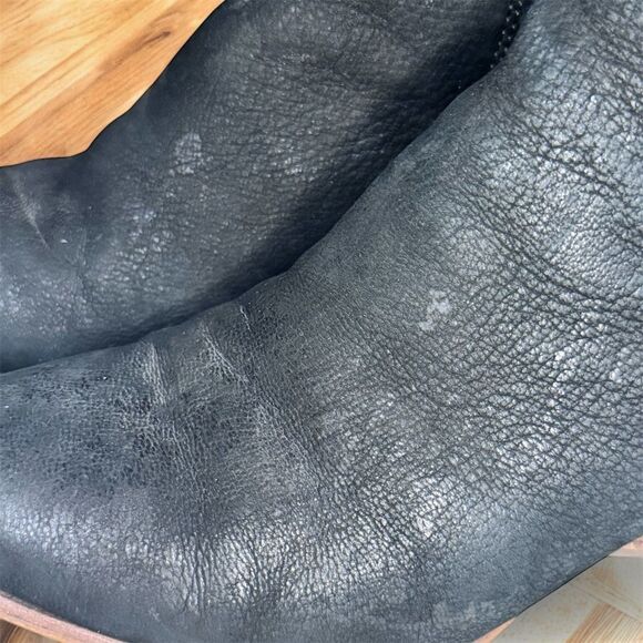 Frye Reina Black Leather Ankle Bootie Western Style Cut Out Size 9 Heeled - Picture 3 of 9